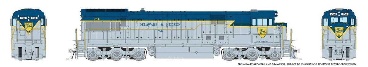 GE U33C Low Nose - Sound and DCC -- Delaware & Hudson #756 (Lightning Stripe, gray, blue, yellow)
