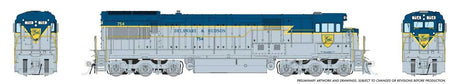 GE U33C Low Nose - Sound and DCC -- Delaware & Hudson #756 (Lightning Stripe, gray, blue, yellow)
