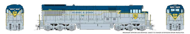 GE U33C Low Nose - Sound and DCC -- Delaware & Hudson #756 (Lightning Stripe, gray, blue, yellow)