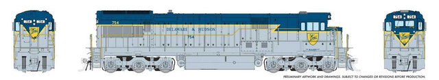 GE U33C Low Nose - Sound and DCC -- Delaware & Hudson #762 (Lightning Stripe, gray, blue, yellow)