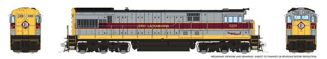 GE U33C Low Nose - Sound and DCC -- Erie Lackawanna #3308 (gray, maroon, yellow)