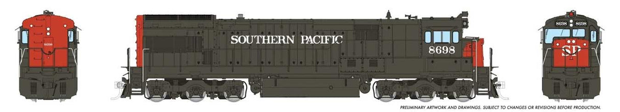 GE U33C Low Nose - Sound and DCC -- Southern Pacific #8698 (gray, red, With Serif Nose Logo)