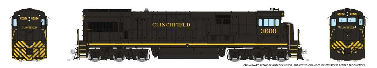 GE U36C - Sound and DCC -- Clinchfield #3600 (black, yellow)