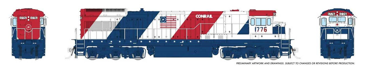GE U34CH - Sound and DCC -- Conrail #1776 (Bicentennial, white, red, blue)