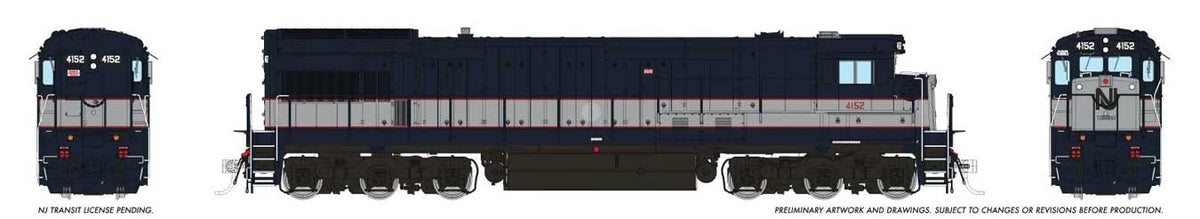 GE U34CH - Sound and DCC -- NJ Transit #4152 (Bluebird, blue, silver, red, Nose Logo)