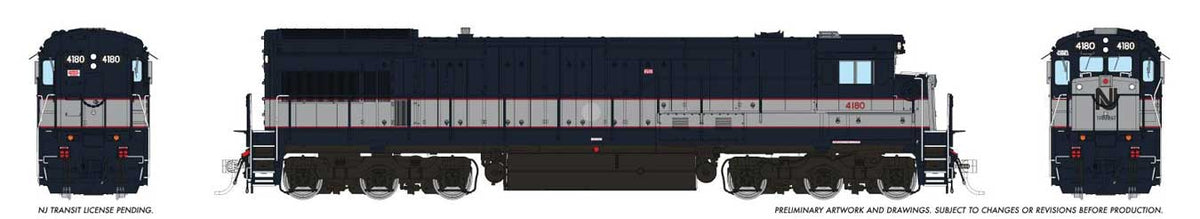 GE U34CH - Sound and DCC -- NJ Transit #4180 (Bluebird, blue, silver, red, Nose Logo)-3
