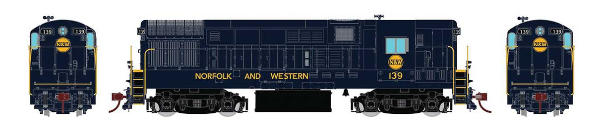 FM H16-44 Phase III - Sound and DCC -- Norfolk & Western 144 (Pevler Blue, Hamburger Logo)