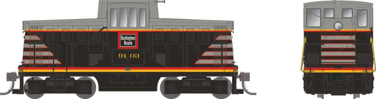 GE 44-Tonner - Standard DC -- Chicago, Burlington & Quincy #9103 (black, gray, red, yellow)