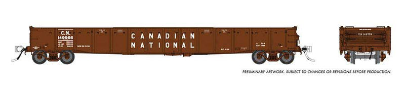 52' 6" Canadian Mill Gondola - Ready to Run -- Canadian National (Boxcar Red, 12" Lettering)