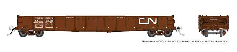52' 6" Canadian Mill Gondola - Ready to Run -- Canadian National (Boxcar Red, Noodle Logo)