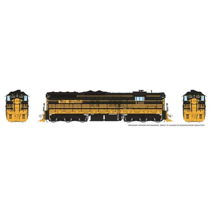 EMD SD7 High Nose - Standard DC -- Denver & Rio Grande Western #5300 (Bumblebee, black, yellow)