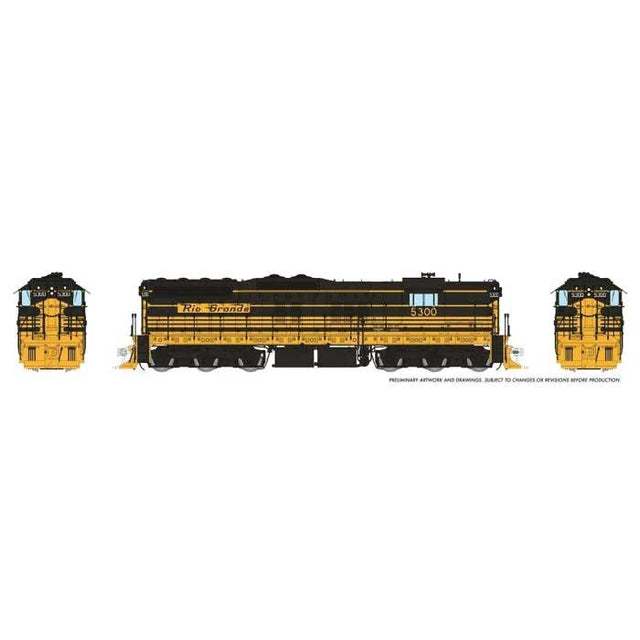 EMD SD7 High Nose - Standard DC -- Denver & Rio Grande Western #5300 (Bumblebee, black, yellow)