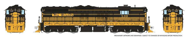 EMD SD7 High Nose - Standard DC -- Denver & Rio Grande Western #5301 (Bumblebee, black, yellow)