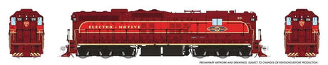 EMD SD7 High Nose - Standard DC -- EMD #991 (Demonstrator, red, maroon)