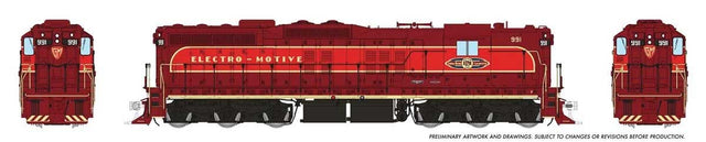 EMD SD7 High Nose - Standard DC -- EMD #991 (Demonstrator, red, maroon)