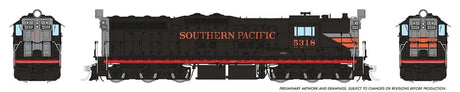 EMD SD7 High Nose - Standard DC -- Southern Pacific #5318 (Black Widow, black, silver, orange, red)