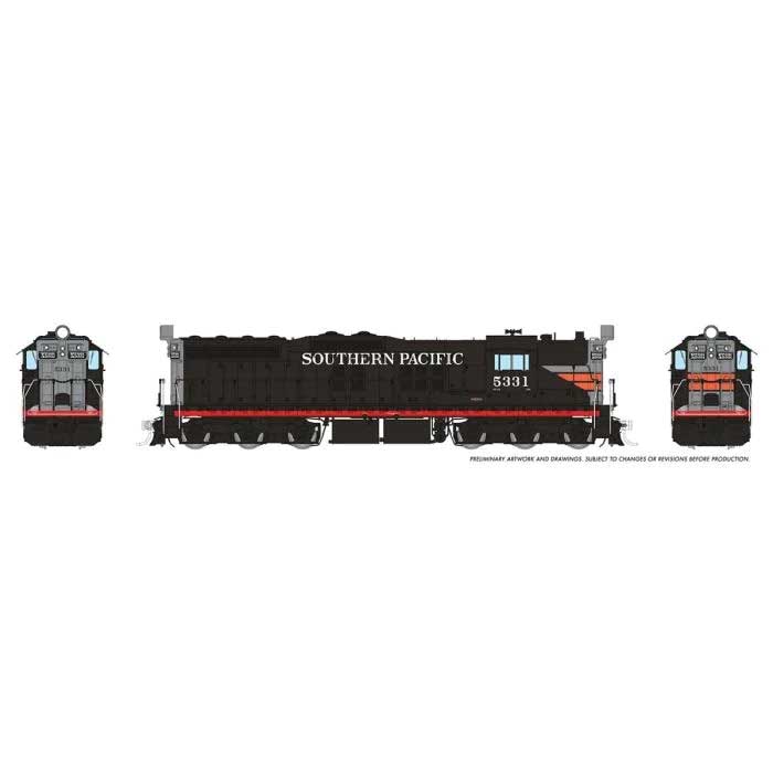 EMD SD7 High Nose - Standard DC -- Southern Pacific #5331 (Black Widow, black, silver, orange, red)