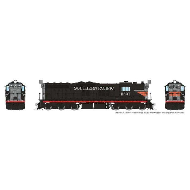 EMD SD7 High Nose - Standard DC -- Southern Pacific #5331 (Black Widow, black, silver, orange, red)