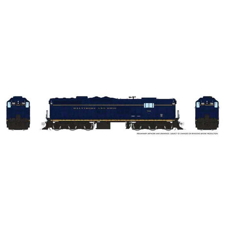 EMD SD9 High Nose - Standard DC -- Baltimore & Ohio #769 (blue, yellow, Roman Lettering)