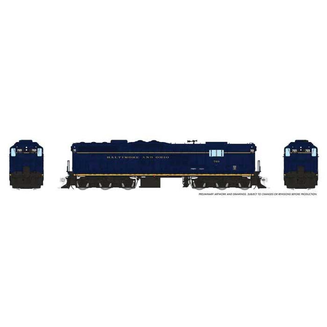 EMD SD9 High Nose - Standard DC -- Baltimore & Ohio #769 (blue, yellow, Roman Lettering)