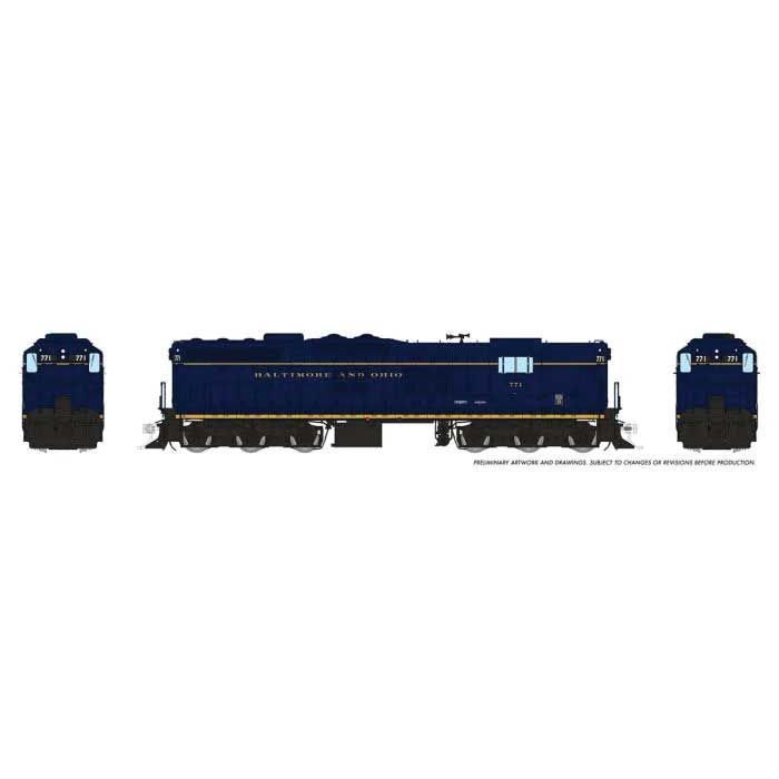 EMD SD9 High Nose - Standard DC -- Baltimore & Ohio #771 (blue, yellow, Roman Lettering)