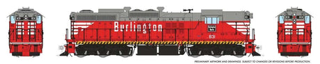 EMD SD9 High Nose - Standard DC -- Chicago, Burlington & Quincy #831 (Chinese Red, gray, white)
