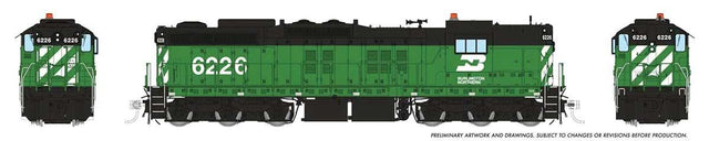 EMD SD9 High Nose - Standard DC -- Burlington Northern #6226 (Cascade Green, black, white)
