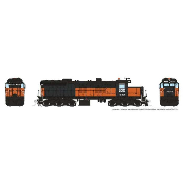 EMD SD10 Low Nose - Standard DC -- Soo Line #543 (Patched Ex-MILW, orange, black)