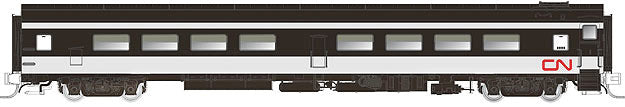 Panorama Line(TM) Cafe-Bar-Lounge, No Skirting, Fixed Steps - Ready to Run -- Canadian National #2504 (1961 Scheme, black, white, Wet Noodle Logo)