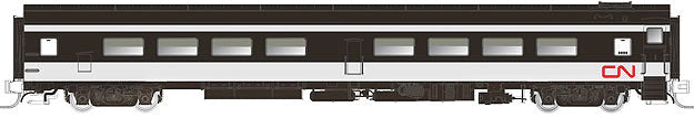 Panorama Line(TM) Cafe-Bar-Lounge, No Skirting, Fixed Steps - Ready to Run -- Canadian National #2509 (1961 Scheme, black, white, Wet Noodle Logo)