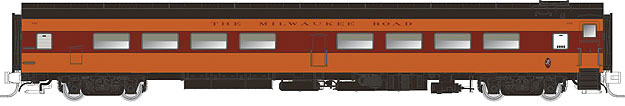Panorama Line(TM) Cafe-Bar-Lounge, No Skirting, Fixed Steps - Ready to Run -- Milwaukee Road #163 (orange, maroon, black)