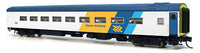Dayniter Leg-Rest Coach - Ready to Run - Panorama Line(TM) -- Ontario Northland #850 (white, yellow, blue, Chevron Markings)