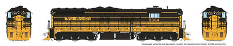 EMD SD7 High Nose - ESU LokSound and DCC -- Denver & Rio Grande Western #5304 (Bumblebee, black, yellow)