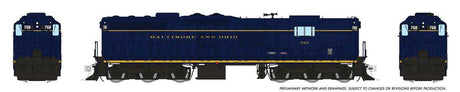 EMD SD9 High Nose - ESU LokSound and DCC -- Baltimore & Ohio #768 (blue, yellow; Roman Lettering)