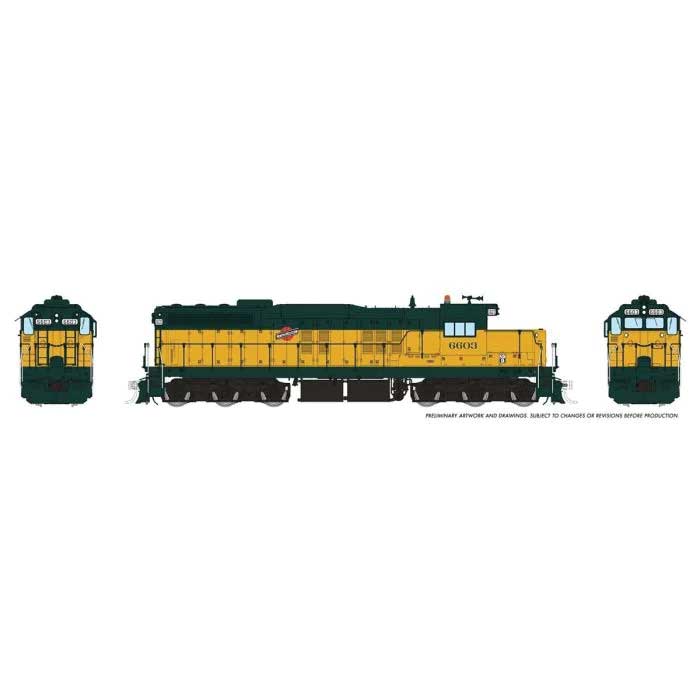 EMD SD9 Low Nose - ESU LokSound and DCC -- Chicago & North Western #6603 (yellow, green)