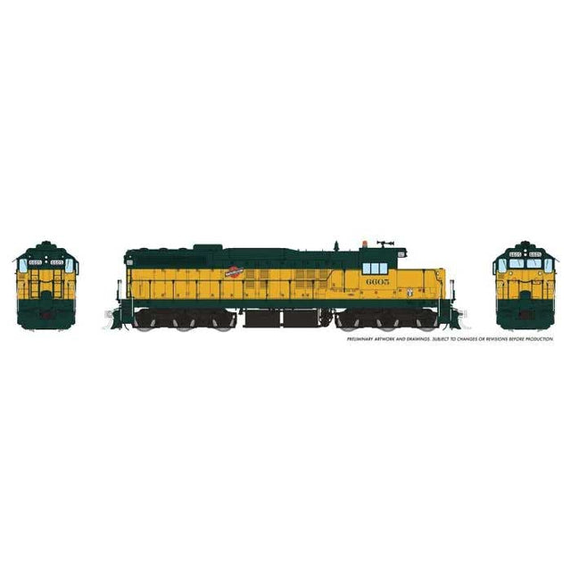 EMD SD9 Low Nose - ESU LokSound and DCC -- Chicago & North Western #6605 (yellow, green)