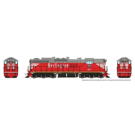 EMD SD9 High Nose - ESU LokSound and DCC -- Chicago, Burlington & Quincy #837 (Chinese Red, gray, white)