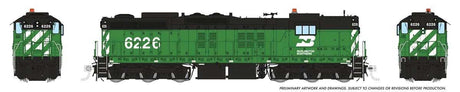 EMD SD9 High Nose - ESU LokSound and DCC -- Burlington Northern #6226 (Cascade Green, black, white)