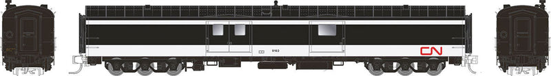 73' Smooth Side Baggage-Express w/6-Wheel Trucks - Ready to Run - Panorama Lin -- Canadian National #9112 (black, white, red Noodle Logo, Standard Ends)