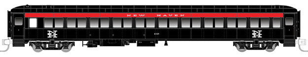 Osgood Bradley Lightweight 10-Window Coach No Skirts - Ready to Run -- New Haven #8209 (1955-68, McGinnis, black, orange, white)