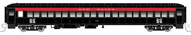 Osgood Bradley Lightweight 10-Window Coach No Skirts - Ready to Run -- New Haven #8224 (1955-68, McGinnis, black, orange, white)