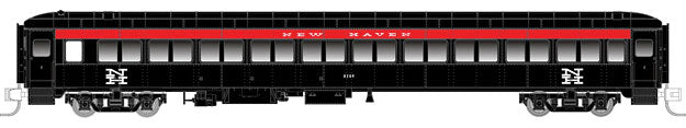 Osgood Bradley Lightweight 10-Window Coach No Skirts - Ready to Run -- New Haven #8240 (1955-68, McGinnis, black, orange, white)