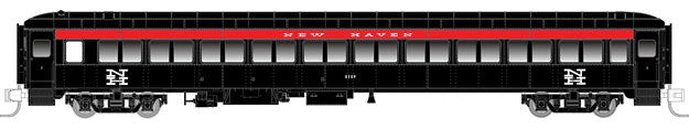 Osgood Bradley Lightweight 10-Window Coach No Skirts - Ready to Run -- New Haven #8248 (1955-68, McGinnis, black, orange, white)