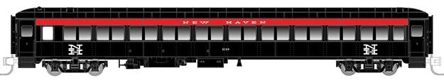 Osgood Bradley Lightweight 10-Window Coach No Skirts - Ready to Run -- New Haven #8263 (1955-68, McGinnis, black, orange, white)