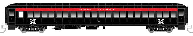Osgood Bradley Lightweight 10-Window Coach No Skirts - Ready to Run -- New Haven No Number (1955-68, McGinnis, black, orange, white)