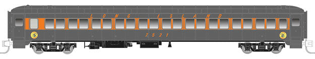 Osgood Bradley Lightweight 10-Window Coach No Skirts - Ready to Run -- Long Island #7524 (gray, orange, Dashing Dan Logo)