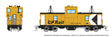 Angus Shops Wide Vision Caboose with Lights - Ready to Run -- Canadian Pacific #434609 (yellow, black, white, Multimark Logo)