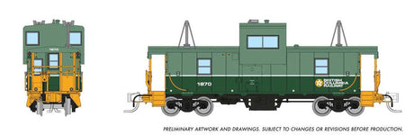 Angus Shops Wide Vision Caboose with Lights - Ready to Run -- BC Rail #1870 (2-Tone Green)
