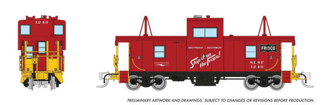 Angus Shops Wide Vision Caboose with Lights - Ready to Run -- St. Louis - San Francisco #1246 (Boxcar Red, white, yellow, Ship It Slogan)