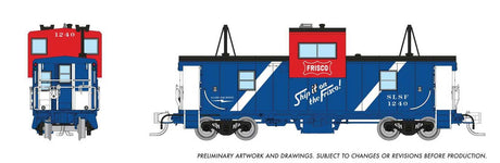 Angus Shops Wide Vision Caboose with Lights - Ready to Run -- St. Louis - San Francisco #1240 (Bicentennial, blue, white, red)
